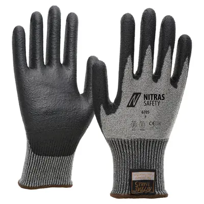 NITRAS CUT C, Schnittschutzhandschuhe, grau / schwarz, EN 388, EN 407 (6705)