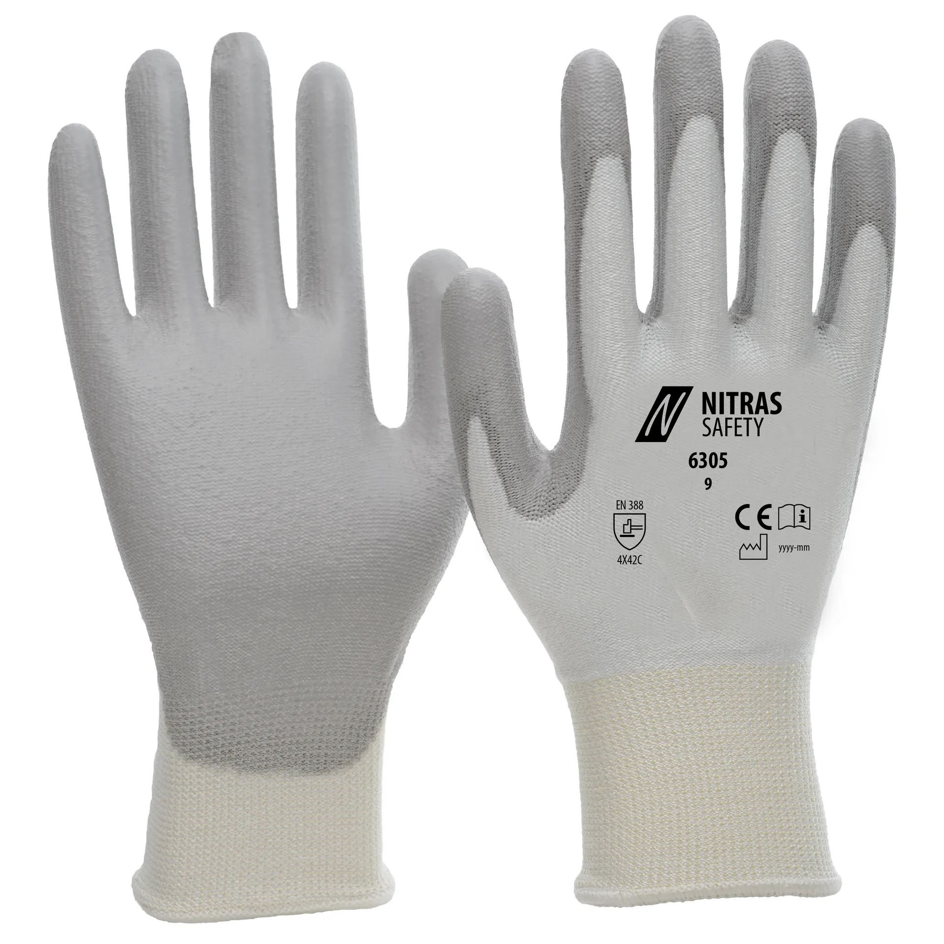 NITRAS CUT C, Schnittschutzhandschuhe, weiß / grau, EN 388 (6305)
