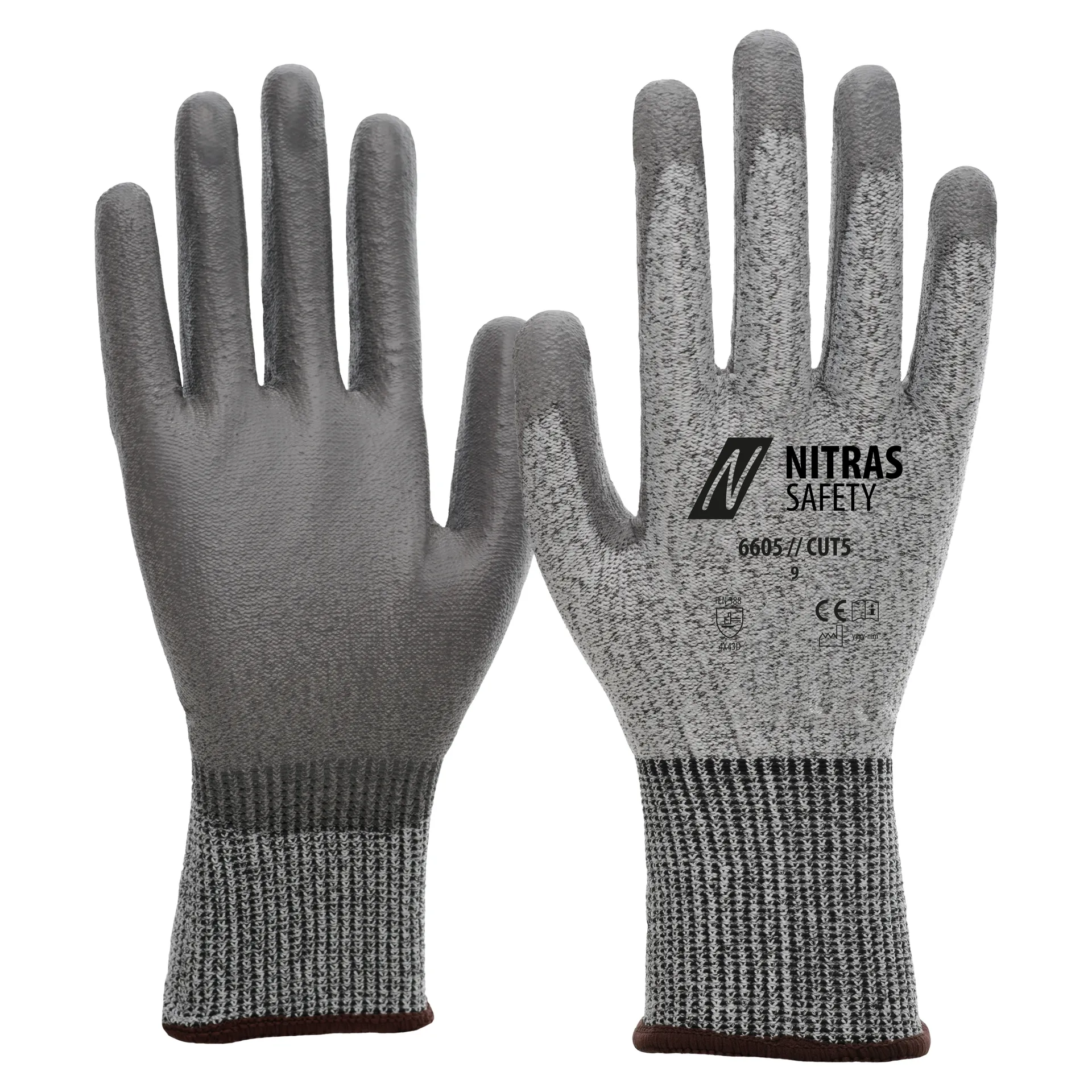 NITRAS CUT D, Schnittschutzhandschuhe, grau / grau, EN 388 (6605)