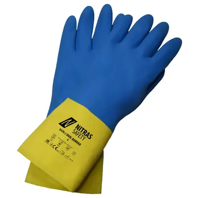NITRAS DUAL BARRIER, Chemikalienschutzhandschuhe, gelb / blau, EN 388, EN ISO 374 (3470)