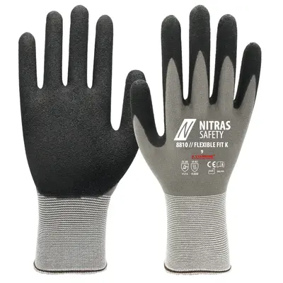 NITRAS FLEXIBLE FIT K, Montagehandschuhe, grau / schwarz, EN 388, EN 407, OEKO-TEX (8810)