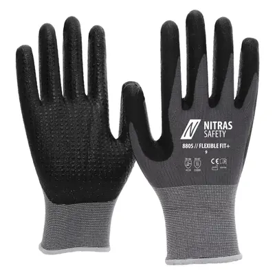 NITRAS FLEXIBLE FIT+, Montagehandschuhe, grau / schwarz, EN 388, EN 407, OEKO-TEX (8805)