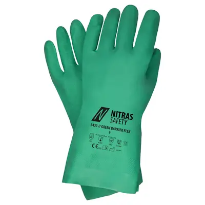 NITRAS GREEN BARRIER FLEX, Chemikalienschutzhandschuhe, grün, EN 388, EN ISO 374 (3451)