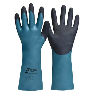 NITRAS GREEN BARRIER GRIP, Chemikalienschutzhandschuhe, petrol / schwarz, EN 388, EN ISO 374 (3455)