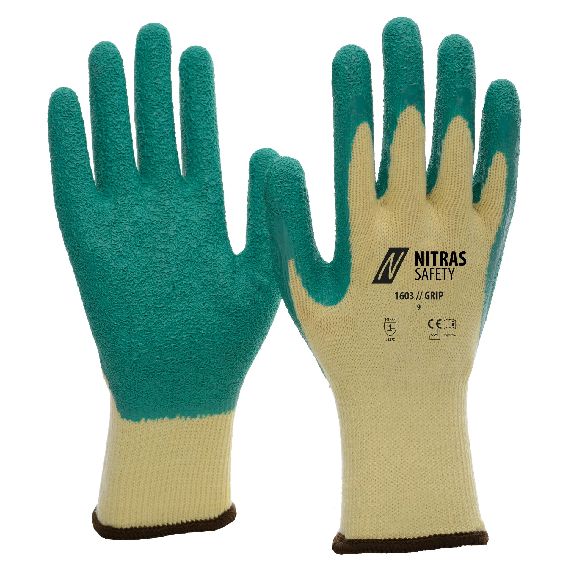 NITRAS GRIP, Latexhandschuhe, gelb / grün, EN 388 (1603)