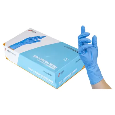 NITRAS HIGH RISK NITRILE, Nitril-Einmalhandschuhe, blau, EN ISO 374, EN 388, Box à 50 Stück (Gr. 2XL - Box à 45 Stück) (8065)