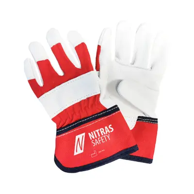 NITRAS Lederhandschuhe für Kinder, rot / grau (1408NITRAS)
