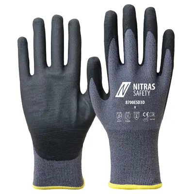 NITRAS Montagehandschuhe, grau / schwarz, EN 388, EN 407, OEKO-TEX (8700ESD3D)