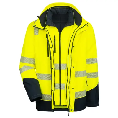 NITRAS MOTION TEX VIZ PLUS, Warn-Multifunktionsjacke, neongelb / marineblau, EN ISO 13688, EN ISO 20471, EN 343, EN 342, OEKO-TEX (7179)