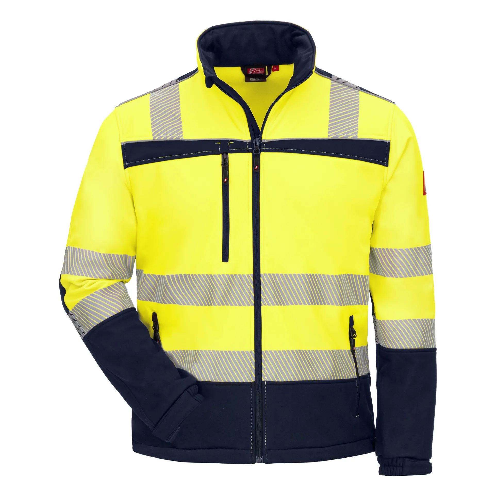NITRAS MOTION TEX VIZ, Warn-Softshelljacke, neongelb / marineblau, EN ISO 13688, EN ISO 20471, OEKO-TEX (7172)
