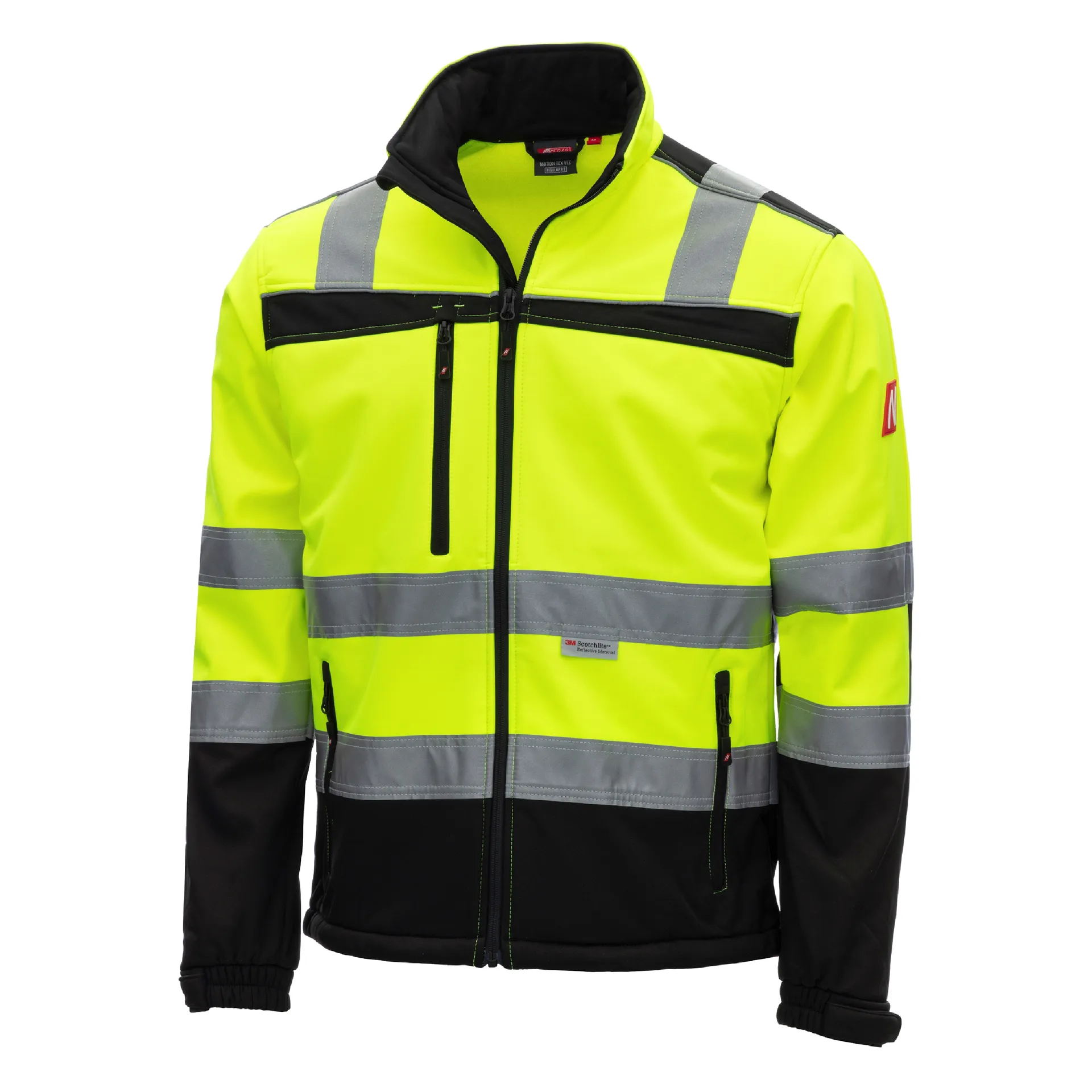 NITRAS MOTION TEX VIZ, Warn-Softshelljacke, neongelb / schwarz, EN ISO 13688, EN ISO 20471, OEKO-TEX (7171)