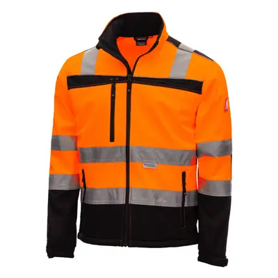 NITRAS MOTION TEX VIZ, Warn-Softshelljacke, neonorange / schwarz, EN ISO 13688, EN ISO 20471, OEKO-TEX (7170)