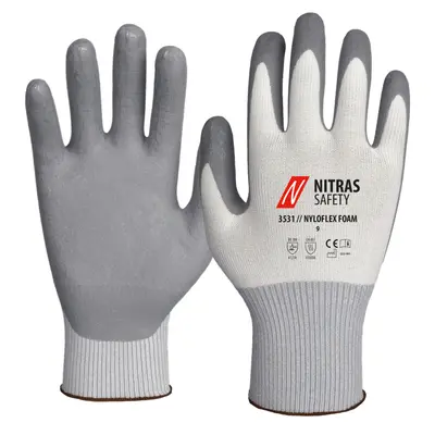 NITRAS NYLOFLEX FOAM, Montagehandschuhe, weiß / grau, EN ISO 21420, EN 388, EN 407, NITRAS NOW (3531)