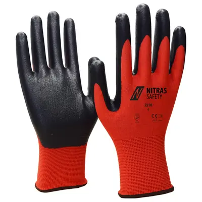 NITRAS Nylonhandschuhe, rot / schwarz, EN 388 (3510)
