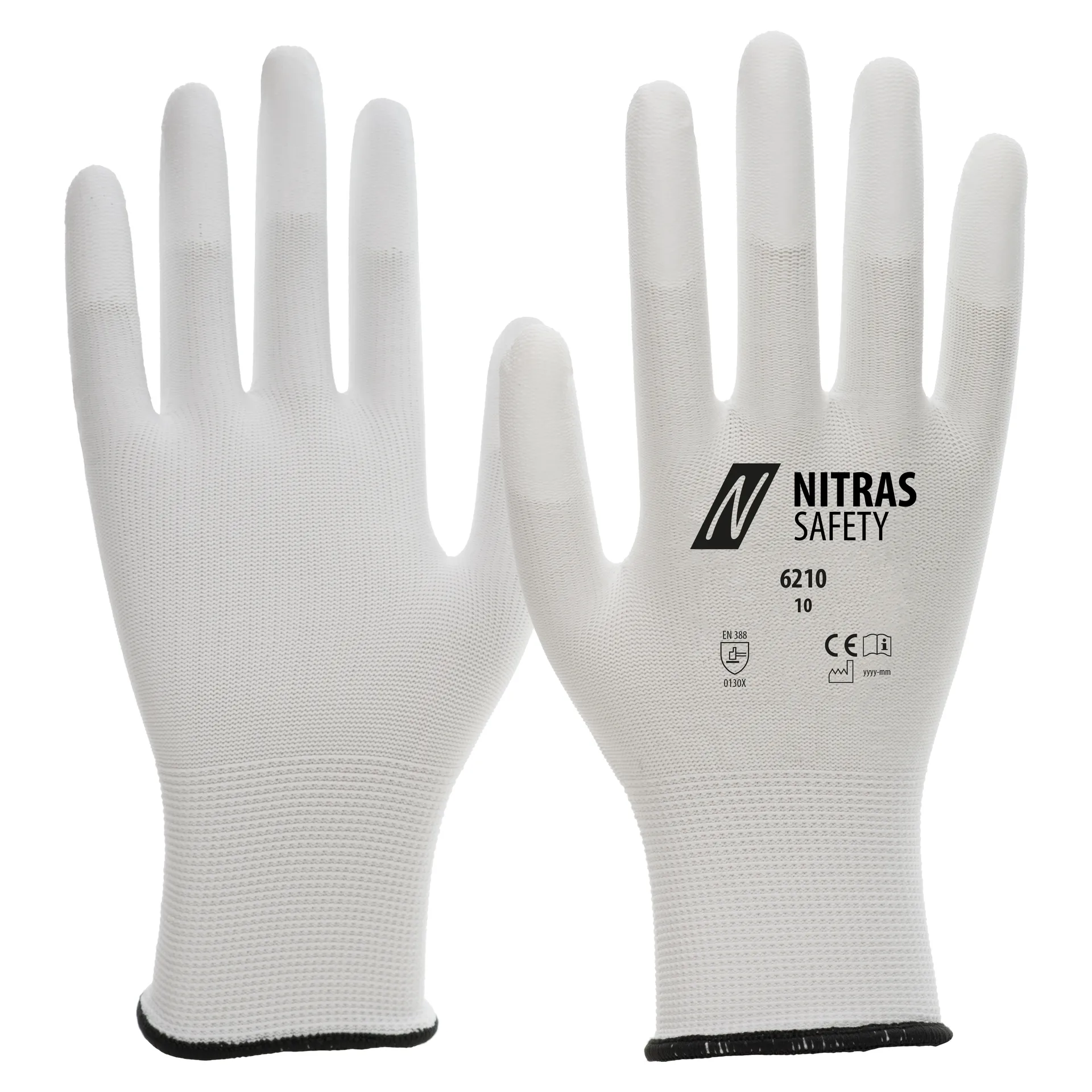 NITRAS Nylonhandschuhe m. PU-Beschichtung weiss (6210)
