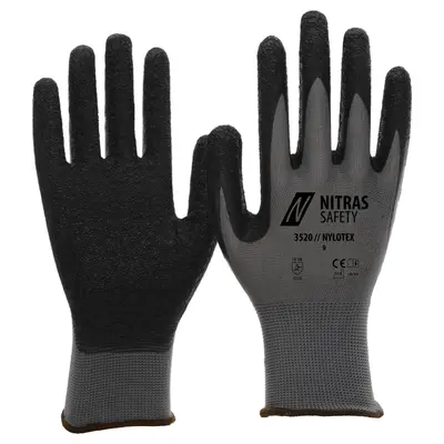 NITRAS NYLOTEX, Nylonhandschuhe, grau / schwarz, EN 388 (3520)