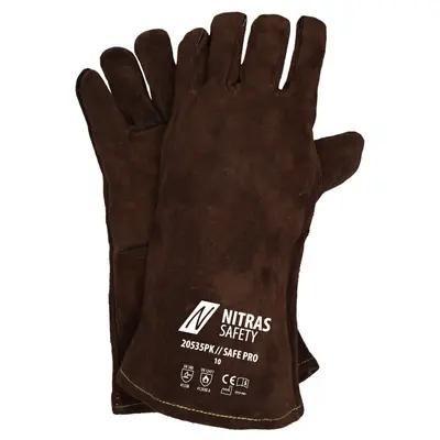 NITRAS SAFE PRO, Schweißerhandschuhe, braun, EN 388, EN 12477 (20535PK)