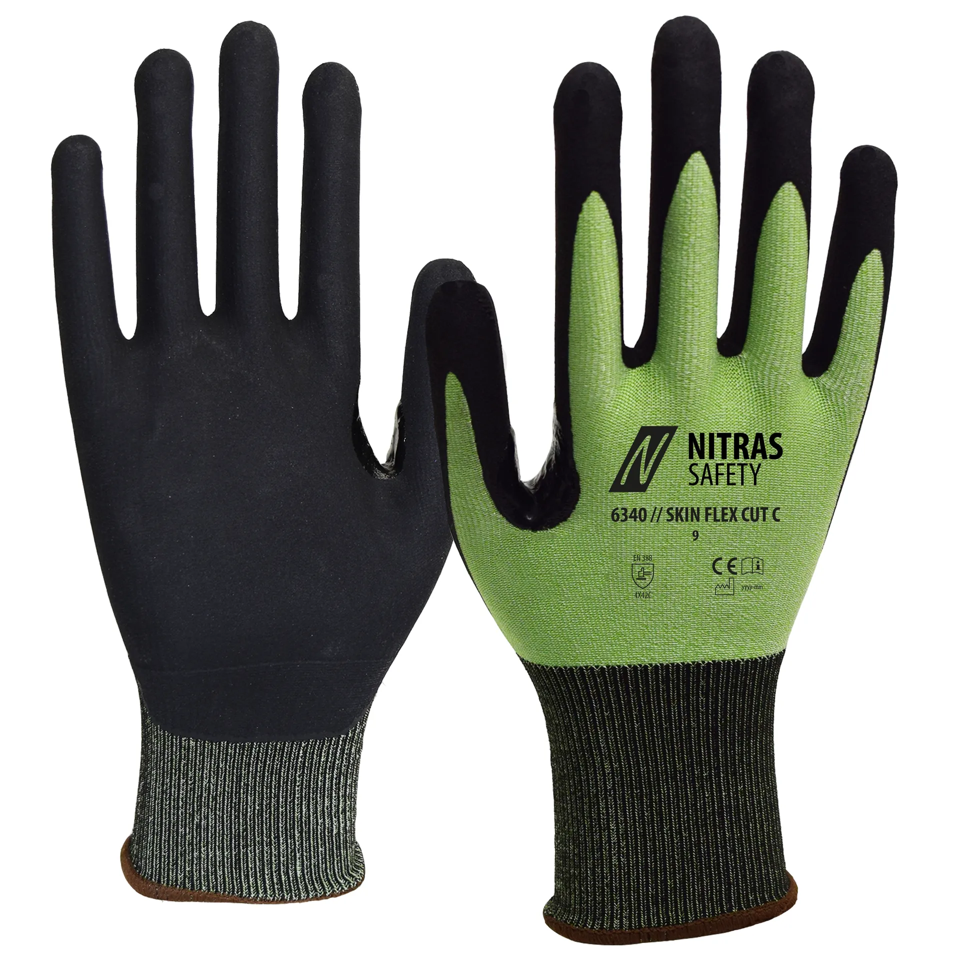 NITRAS SKIN FLEX CUT C, Schnittschutzhandschuhe, grün / schwarz, EN 388 (6340)