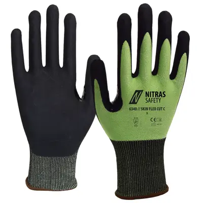 NITRAS SKIN FLEX CUT C, Schnittschutzhandschuhe, grün / schwarz, EN 388 (6340)