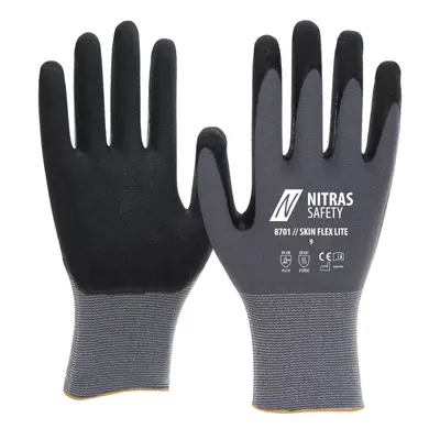 NITRAS SKIN FLEX LITE, Montagehandschuhe, grau / schwarz, EN ISO 21420, EN 388, EN 407, OEKO-TEX (8701)