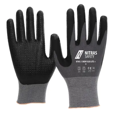 NITRAS SKIN FLEX LITE+, Montagehandschuhe, grau / schwarz, EN ISO 21420, EN 388, EN 407, OEKO-TEX (8705)