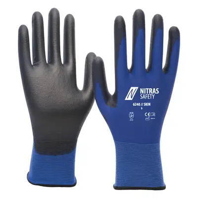 NITRAS SKIN, Nylonhandschuhe, blau / schwarz, EN 388 (6240)