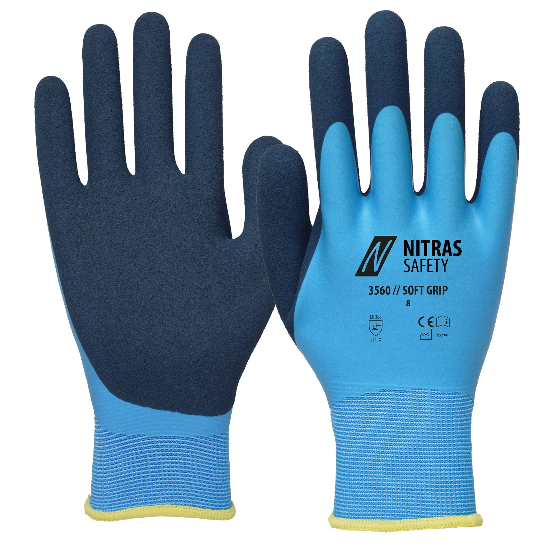 NITRAS SOFT GRIP, Montagehandschuhe, hellblau / dunkelblau, EN 388 (3560)