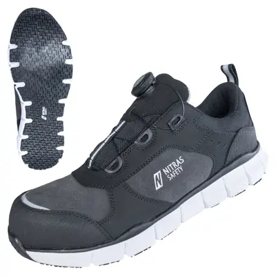 NITRAS SONIC STEP FIT, S3S FO HRO SC SR Sicherheitshalbschuhe, grau / schwarz, EN ISO 20345, EN IEC 61340-4-3, DGUV Regel 112-191 (7445)