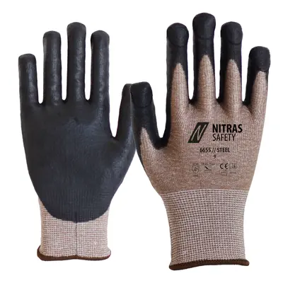 NITRAS STEEL, Stichschutzhandschuhe, braun / schwarz, EN 388, DIN SPEC 91365 (6655)