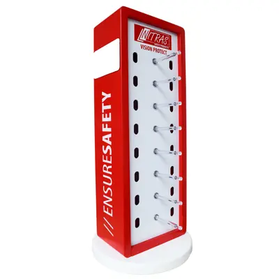 NITRAS Thekendisplay für Schutzbrillen, rot / weiß / transparent (90D)