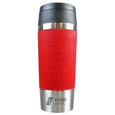 NITRAS Thermobecher, rot / silber, Edelstahl (102)