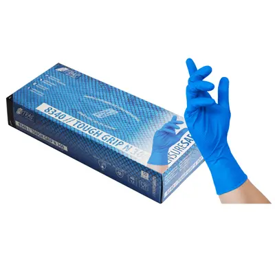 NITRAS TOUGH GRIP N 300, Nitril-Einmalhandschuhe, blau, EN ISO 374, Box à 50 Stück (8340)