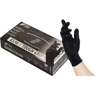 NITRAS TOUGH GRIP N, Nitril-Einmalhandschuhe, schwarz, EN ISO 374, Box à 50 Stück (8330)