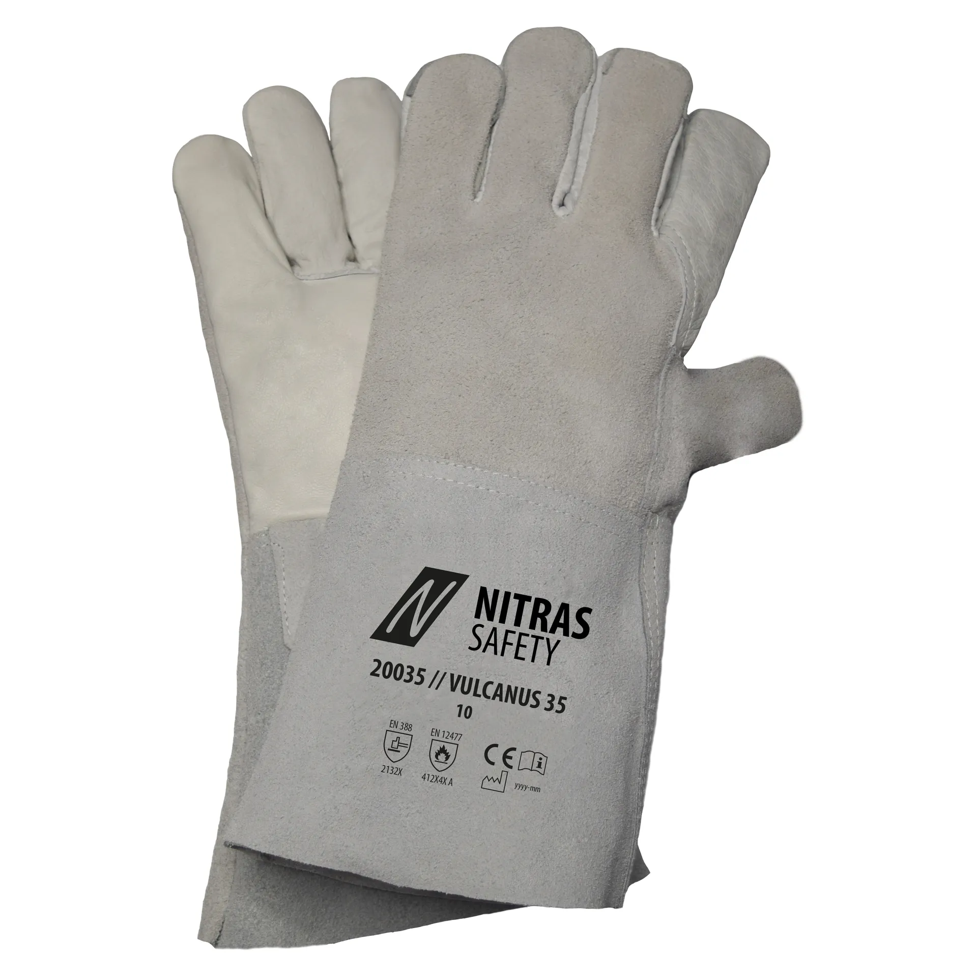 NITRAS VULCANUS 35, Schweißerhandschuhe, grau, EN 388, EN 12477 (20035)