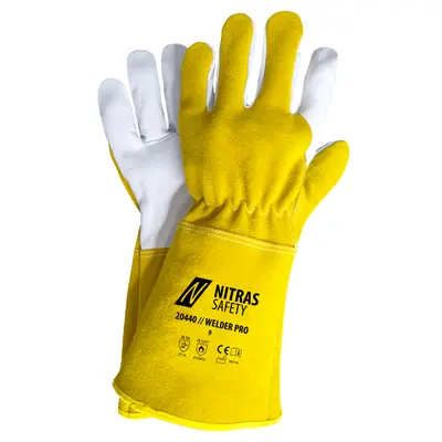 NITRAS WELDER PRO, Schweißerhandschuhe, ocker / grau, EN ISO 21420, EN 388, EN 12477 (20440)