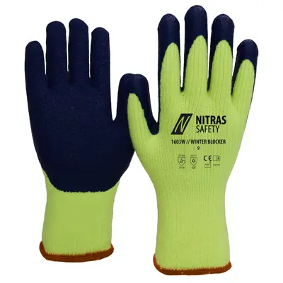 NITRAS WINTER BLOCKER, Winterhandschuhe, neongelb / blau, EN 388, EN 511 (1603W)
