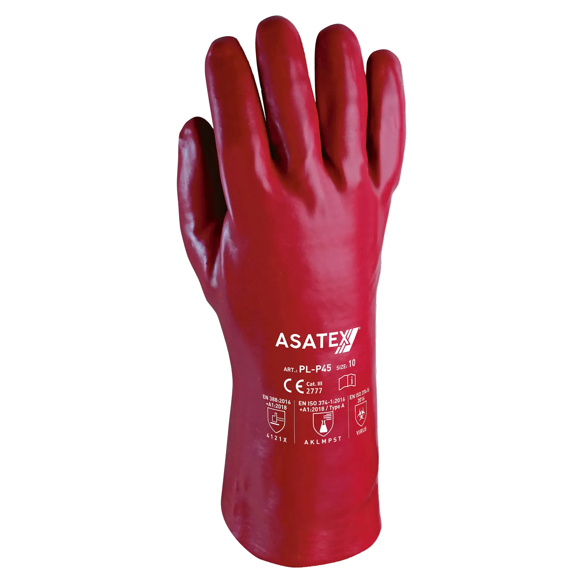 Asatex PVC-Handschuh PL-P45 rot