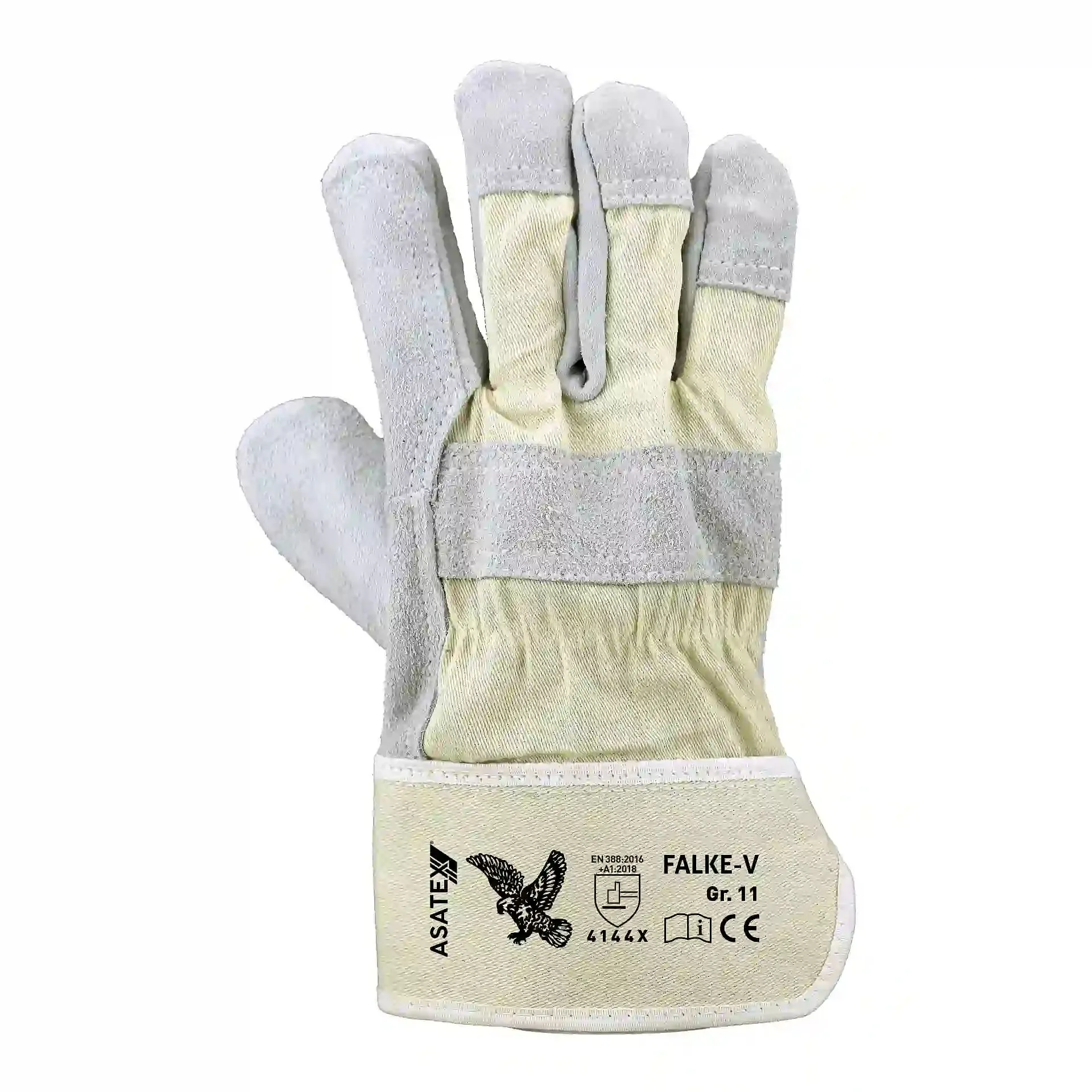 Asatex Rindspaltleder-Handschuh FALKE-V natur