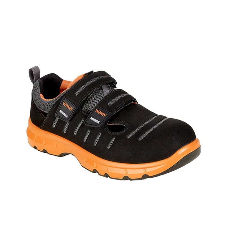 RUNNEX S1PS-ESD-Sicherheitsklettsandalen FlexStar Schwarz/Orange (5176)