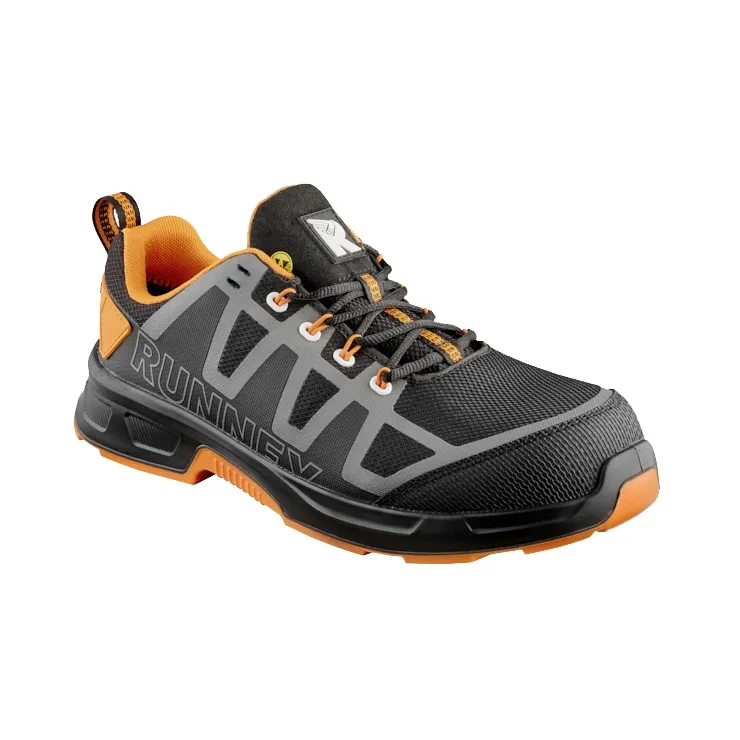 RUNNEX S3S ESD-Sicherheitshalbschuhe ActionStar Schwarz/Grau/Orange (5352)