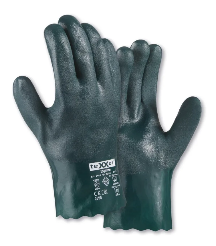 teXXor Chemikalienschutz-Handschuhe PVC GRÜN Grün (2140)