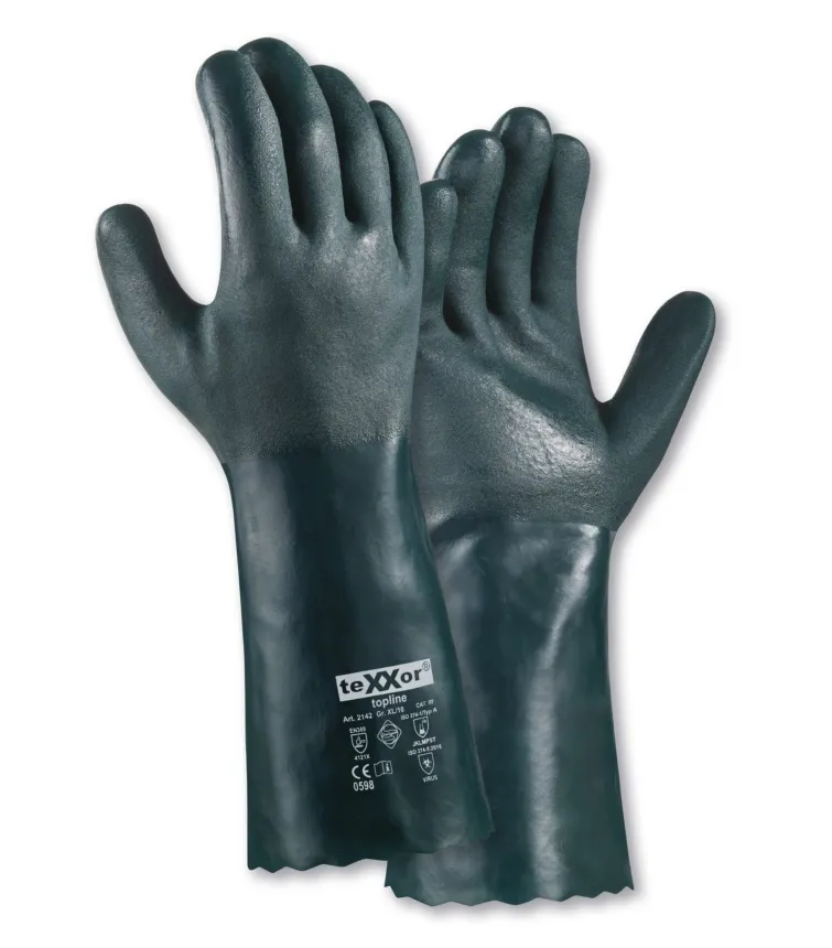 teXXor Chemikalienschutz-Handschuhe PVC GRÜN Grün (2142)