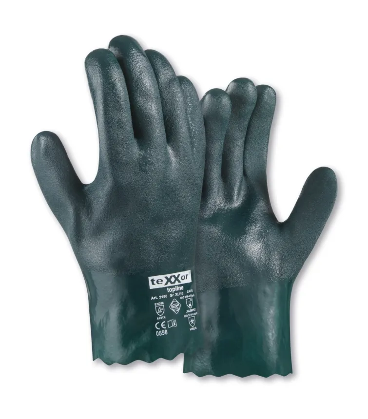 teXXor Chemikalienschutz-Handschuhe PVC GRÜN Grün (2150)
