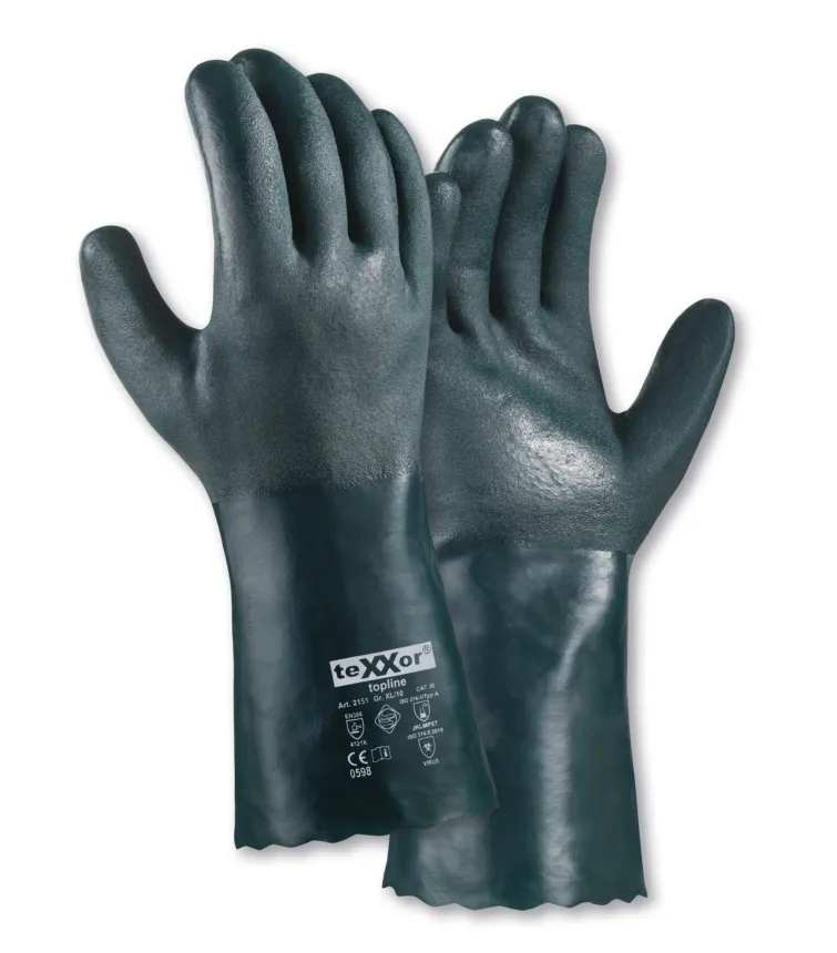 teXXor Chemikalienschutz-Handschuhe PVC GRÜN Grün (2151)