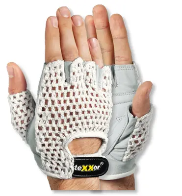 teXXor Nappaleder-Handschuhe FAHRRADFAHRER Leder natur/Textil Weiß (1164)