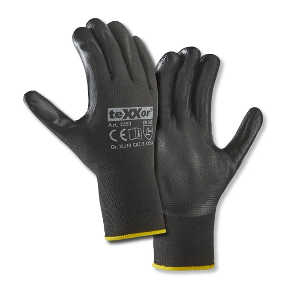 teXXor Nitril-Handschuhe POLYESTER schwarz Schwarz (2353)