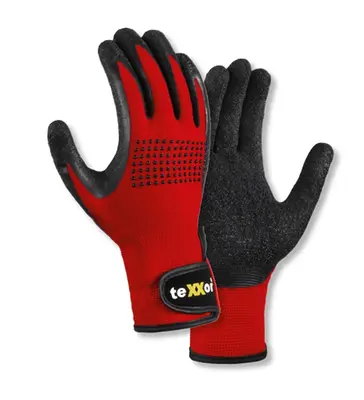 teXXor Nylon-Montagehandschuhe LATEX BESCHICHTET Rot/Schwarz (2426)