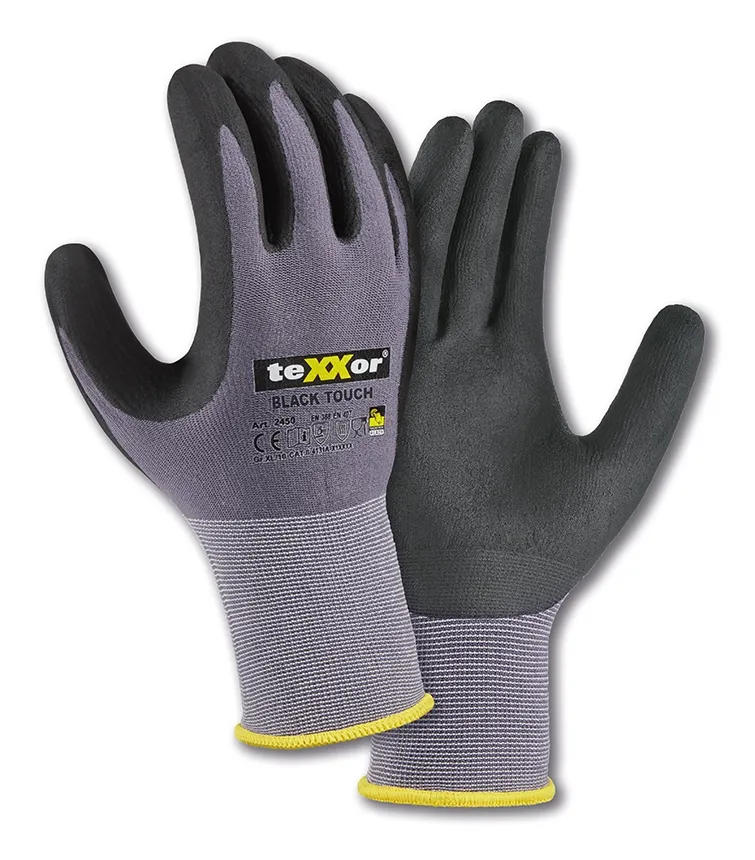 teXXor Nylon-Strickhandschuhe BLACK TOUCH Grau/Schwarz (2450)