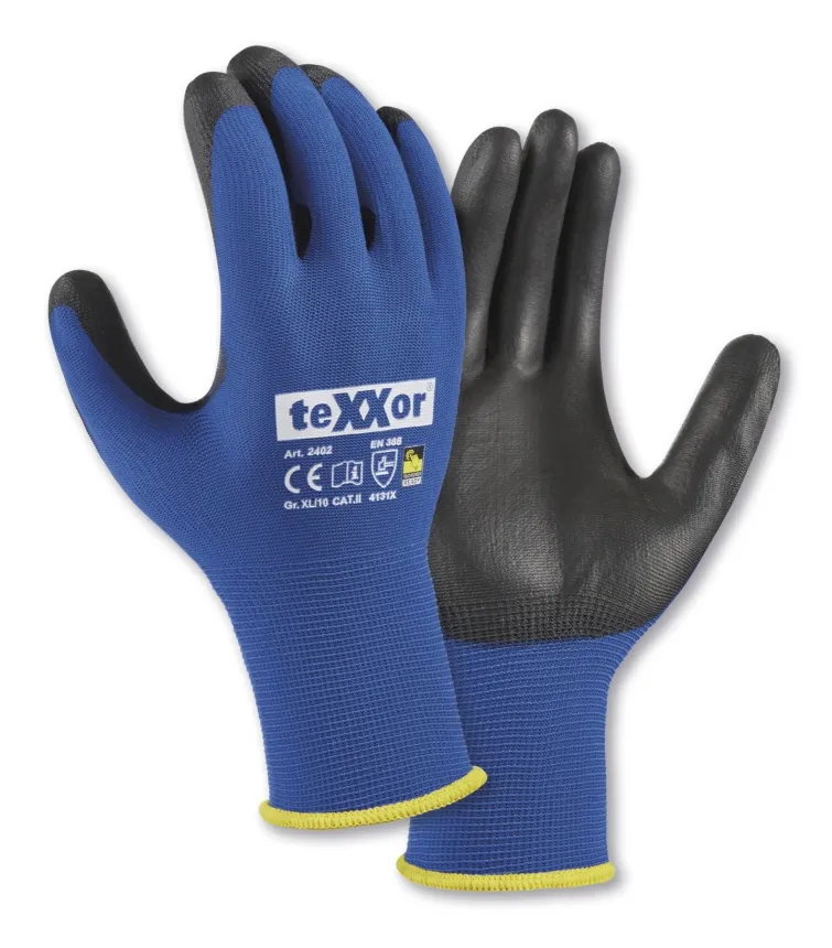 teXXor Nylon-Strickhandschuhe TOUCH Blau/Schwarz (2402)