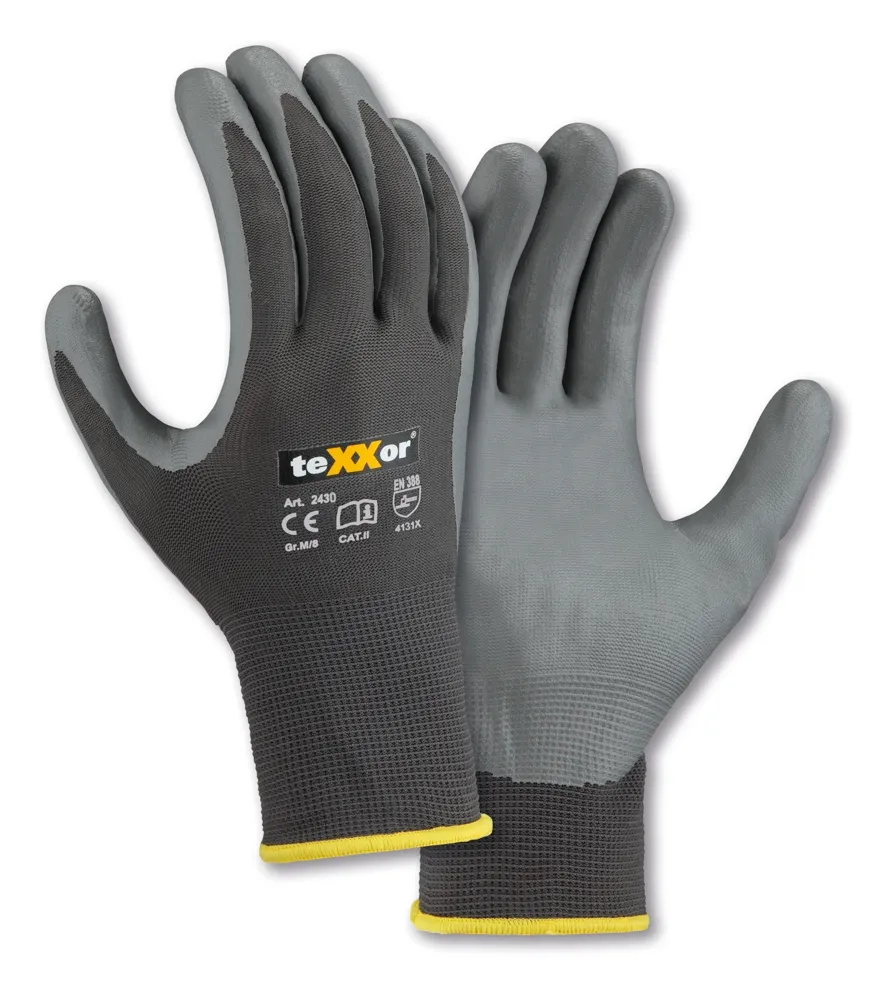 teXXor Polyester-Handschuhe NITRIL BESCHICHTET Grau/Grau (2430)